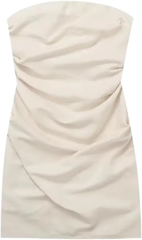 Женское мини-платье с линовой текстурой Strapless Sheath, Pic Color