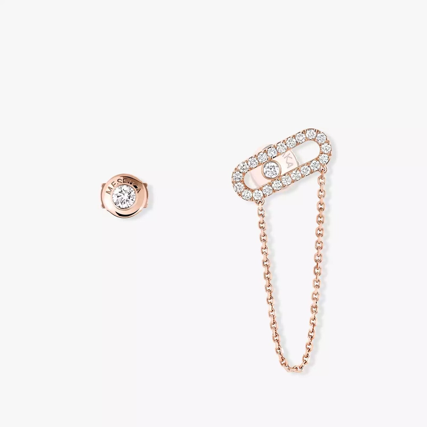 

Серьги Messika Move Uno Chain And Stud, розовое золото/бриллианты