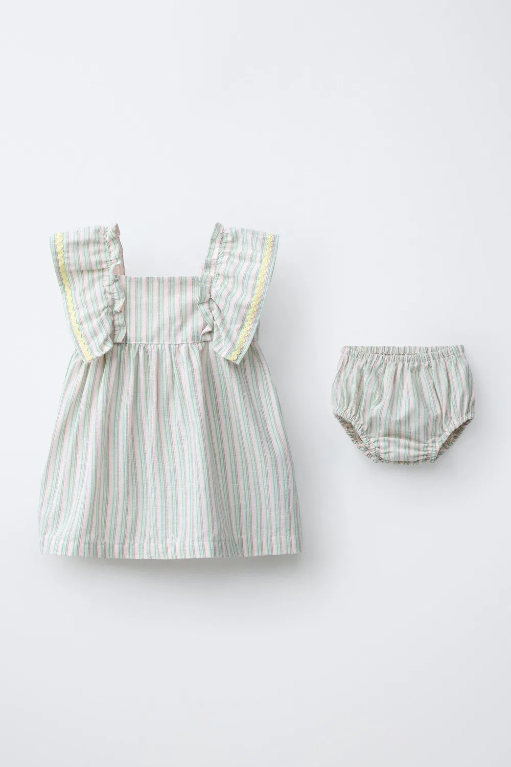 Платье и трусики с волнистой отделкой ZARA, Sea Green
