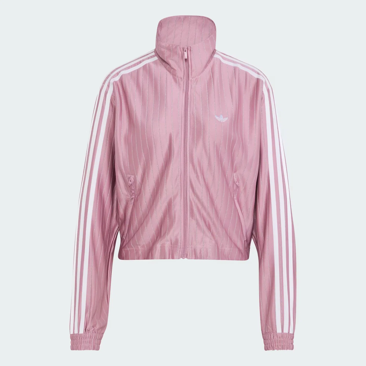 Женская олимпийка свободного кроя Firebird Pinstripe Adidas Originals, лиловый/серебристый металлик — фото 4