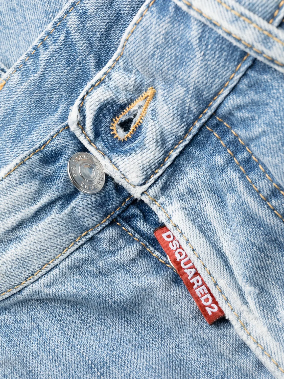 Джинсы с обрезанными штанинами с эффектом выварки DSQUARED2, синий — фото 3