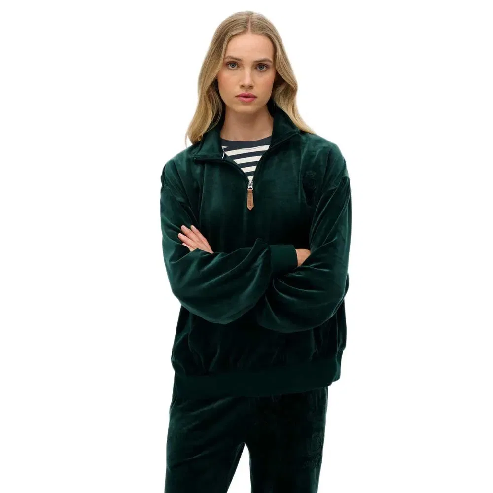 Женский свитшот с полузамком Country Club Velour Superdry, Green