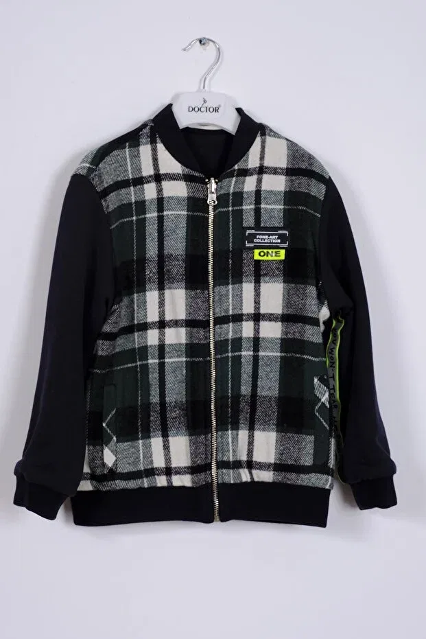 Детское пальто для мальчиков с принтом Double Sided Boy's Lumberjack College Coat Doctor Junior, Зеленое