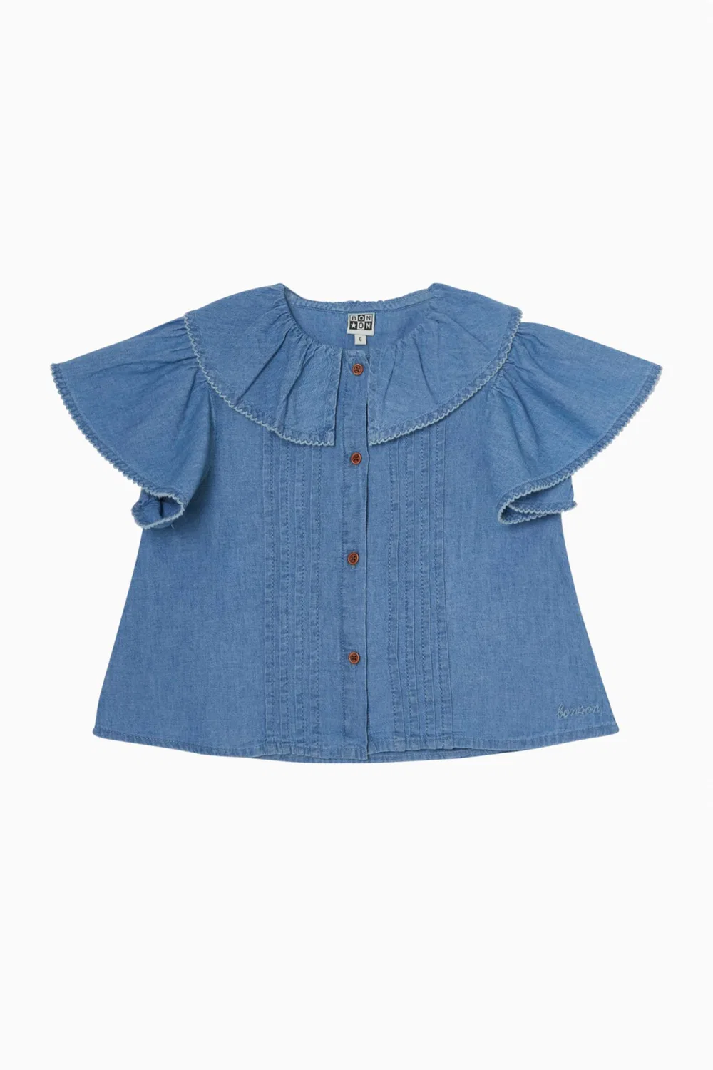 Рубашка с оборками из хлопкового шамбре Bonton