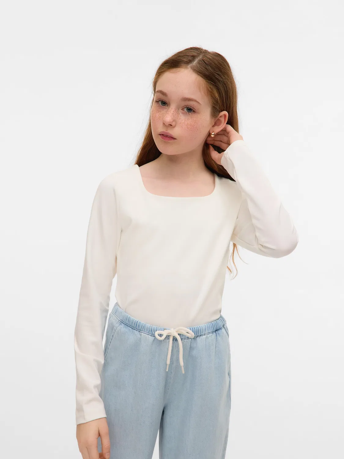 Рубашка Vero Moda Girl VMMillion белого цвета — фото 3