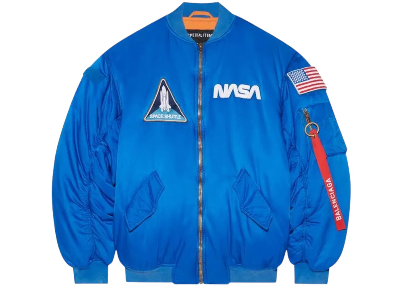 Мужская куртка-бомбер с принтом Balenciaga x NASA, Royal Blue