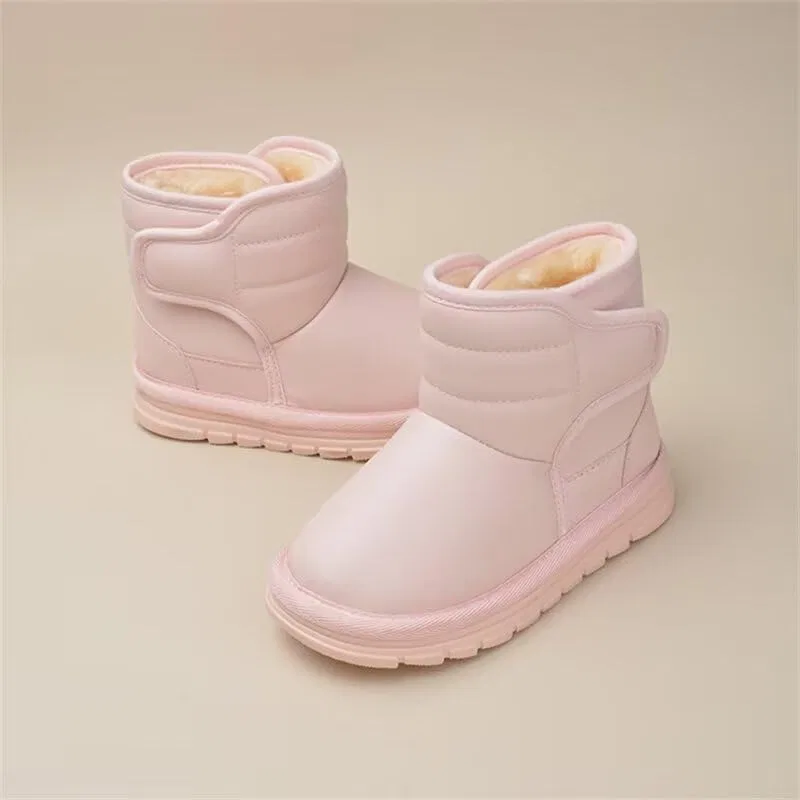 Детские зимние ботинки для мальчиков и девочек водонепроницаемые Zonkacen, Pink — фото 3