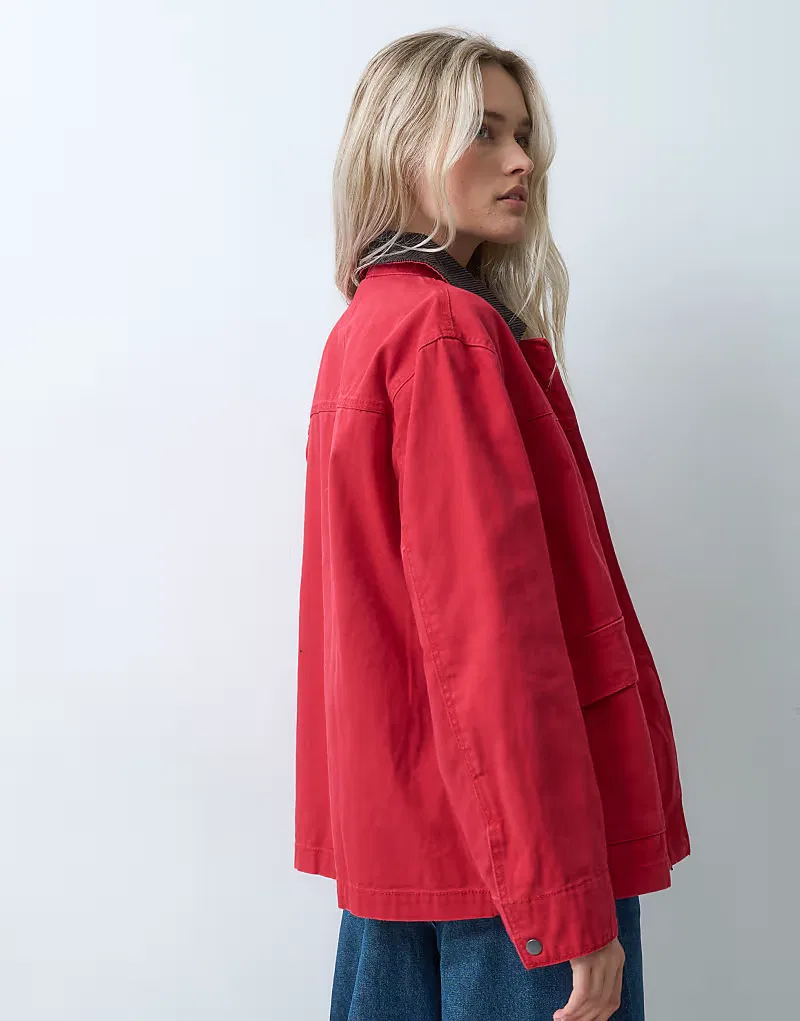 Куртка GAP Woven в стиле "амбарная куртка", красный — фото 4