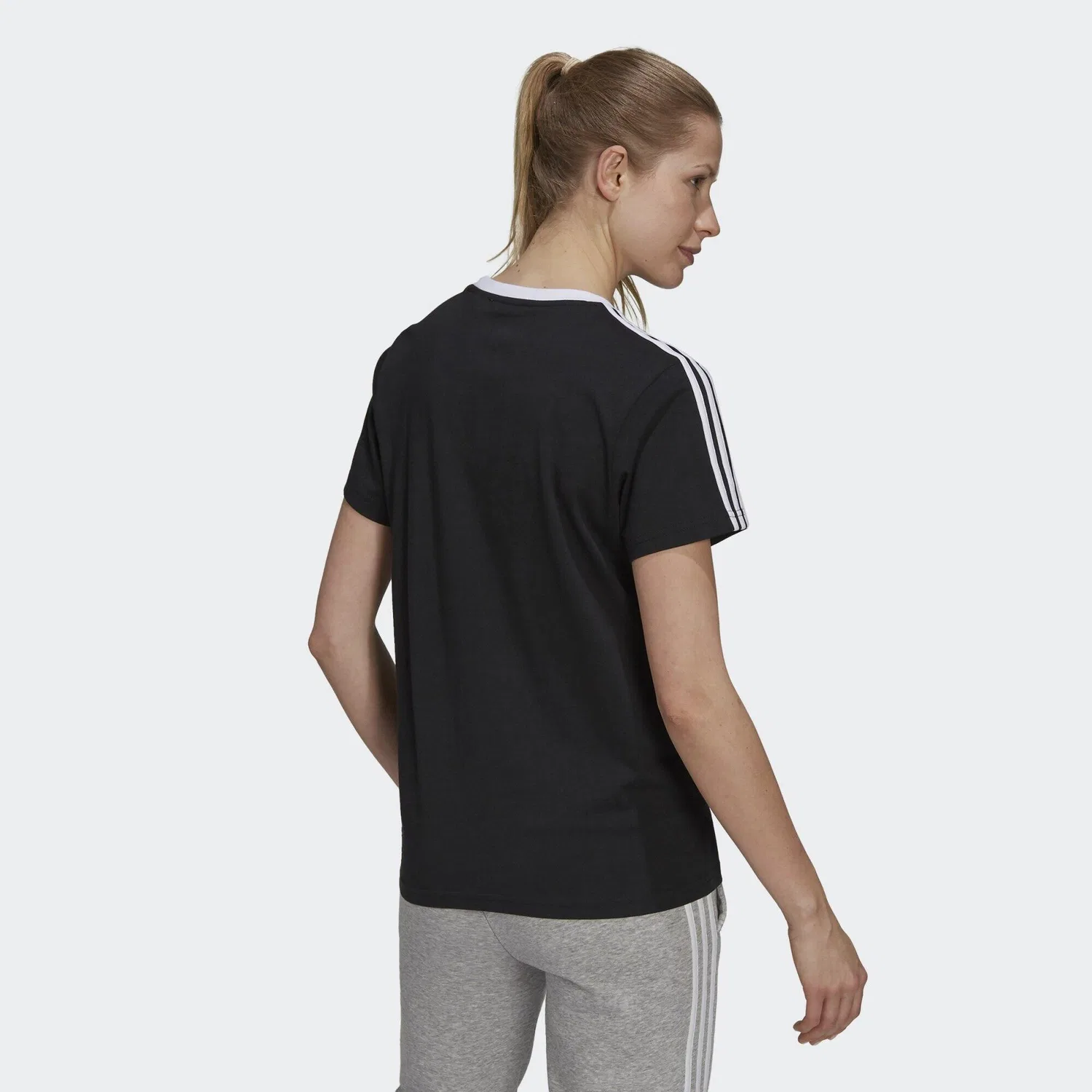 Мужская футболка с длинным рукавом Essentials 3-Stripes Adidas, Schwarz Weiss — фото 3