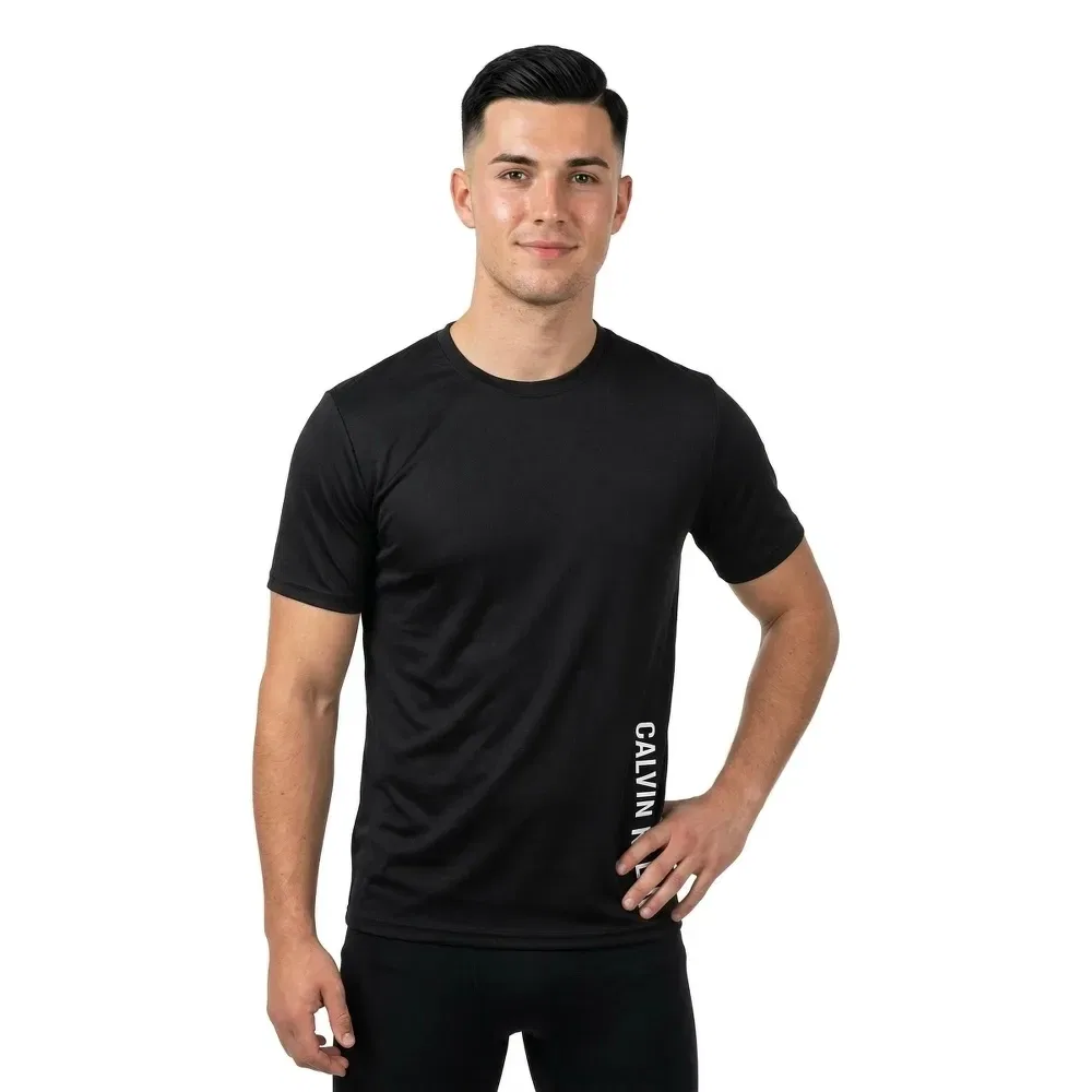 Мужская футболка с коротким рукавом с принтом Stamp Logo Calvin klein, Black — фото 2