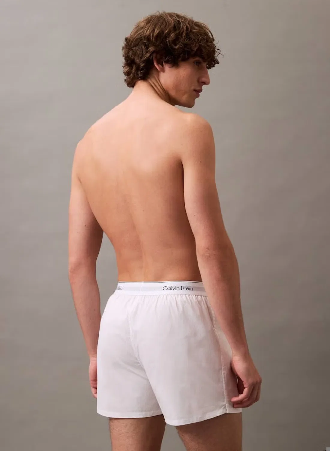 Трусы-боксеры слим с эластаном, комплект из 3 штук Icon Cotton Stretch Calvin Klein, серый меланж — фото 3