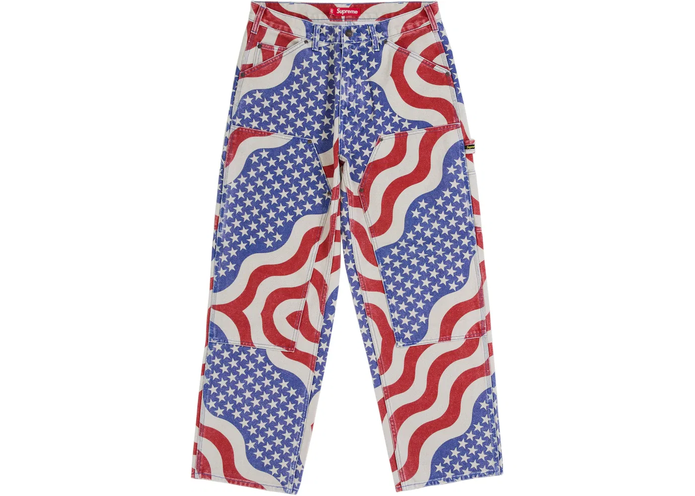 Мужские штаны с принтом Supreme Flag Double Knee Painter Pant, Multicolor