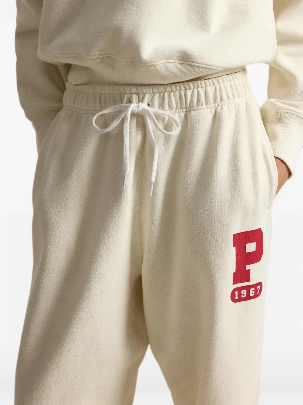Спортивные брюки с кулиской и логотипом POLO RALPH LAUREN, бежевый — фото 4