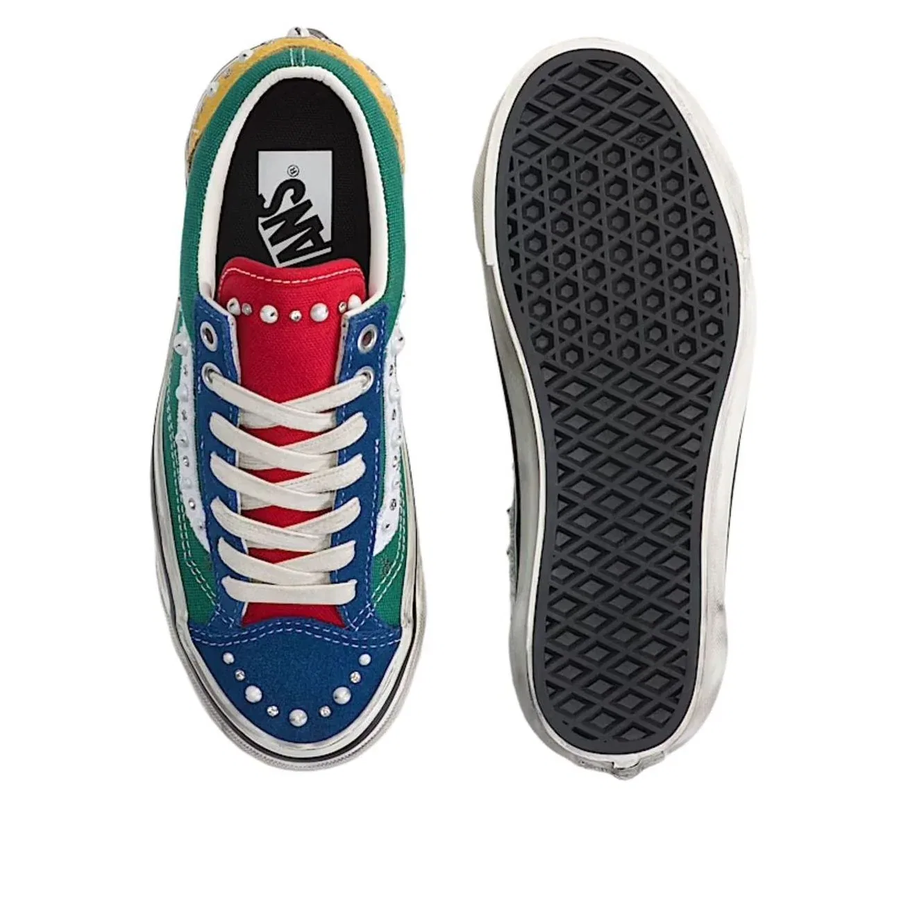 Детские кроссовки с верхом из канваса Premium Old Skool 36 'Pearlized Yacht Club Green' Vans, Pearlized Yacht Club Green / Multi — фото 3