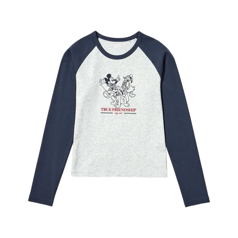 Женская футболка с принтом x Mickey & Friends UT SS26 T Shirt UNIQLO, Navy Blue