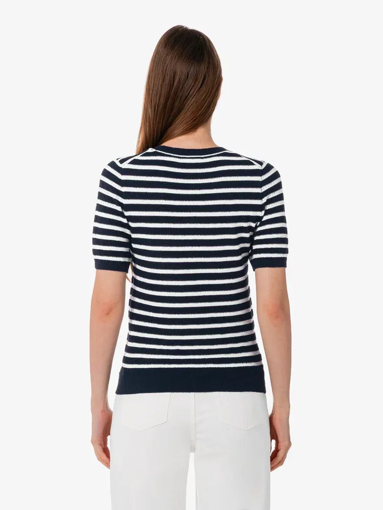 Свитер женский LACOSTE Navy с букле и полосками — фото 3