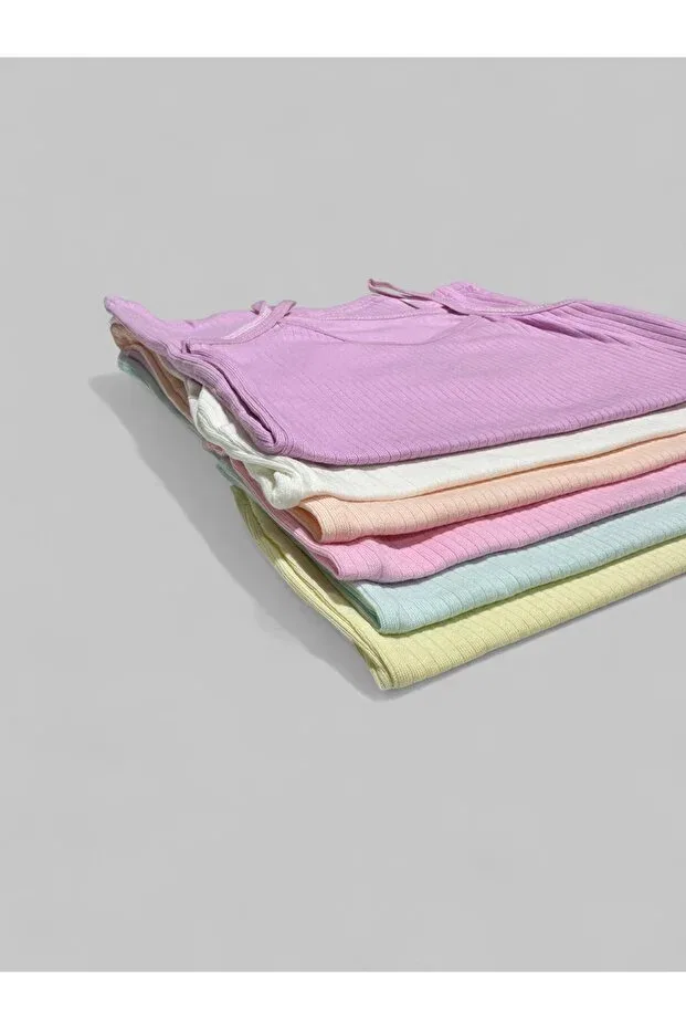 Детский топ для девочек на тонких бретелях из рибаны 6 шт Kossiga, Pastel Colors — фото 4