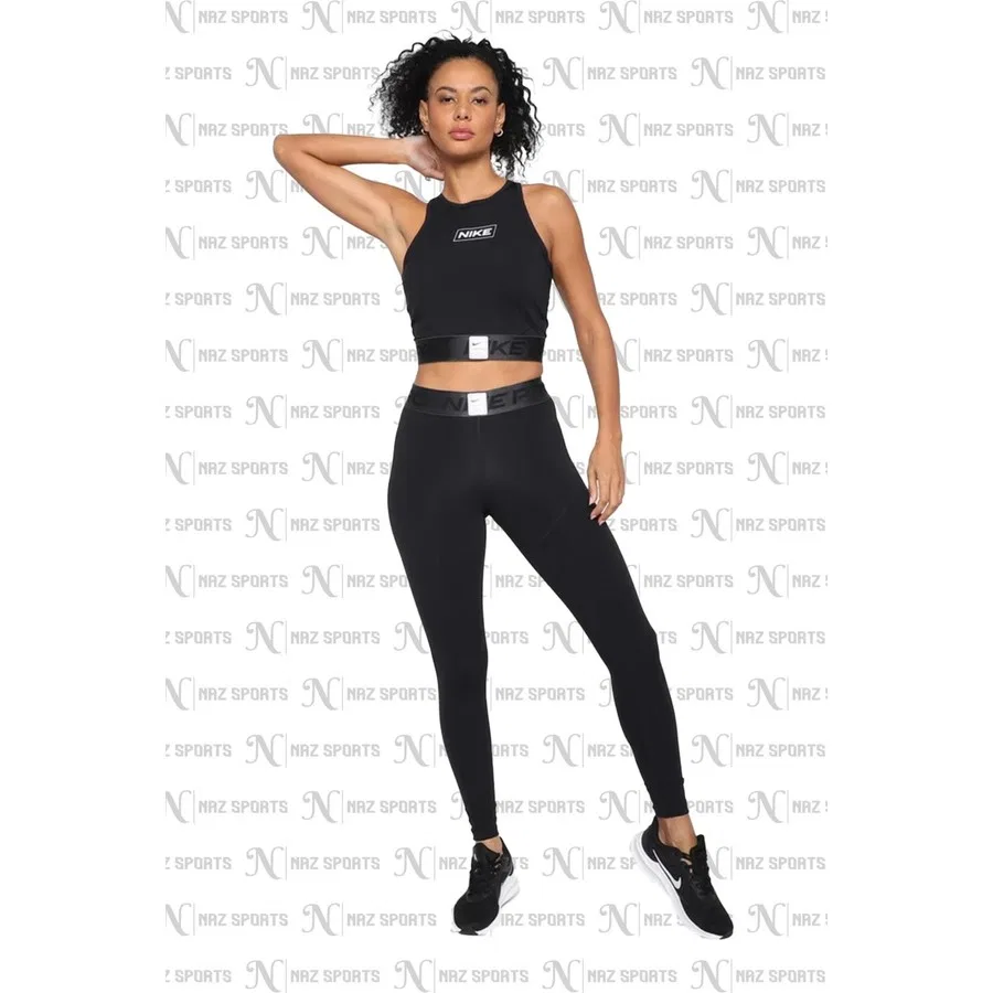 Женский спортивный топ без рукавов с принтом Pro Dri-Fit Graphic Crop Nike, Черный — фото 4