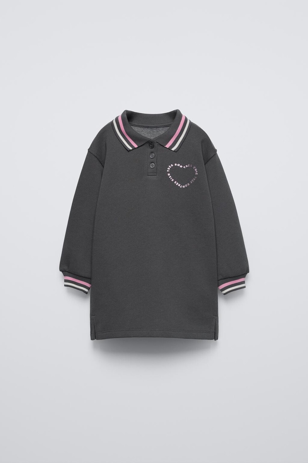 

Платье-поло из флиса ZARA, антрацитово-серый