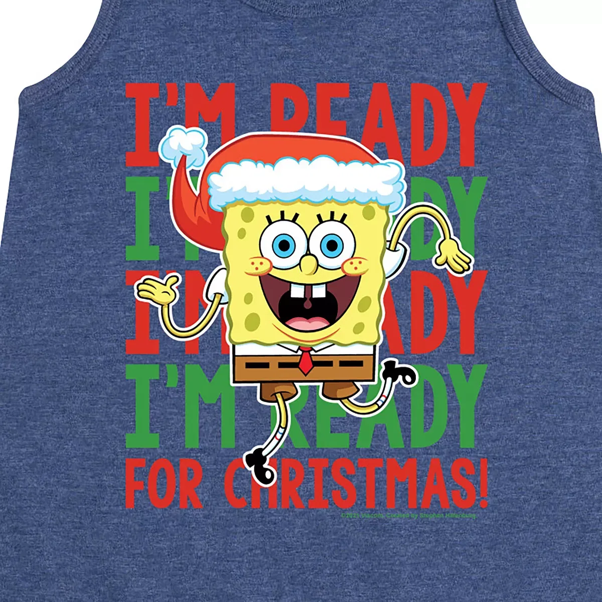 Детское платье-трапеция без рукавов SpongeBob SquarePants I'm Ready For Christmas, Heather Navy — фото 2