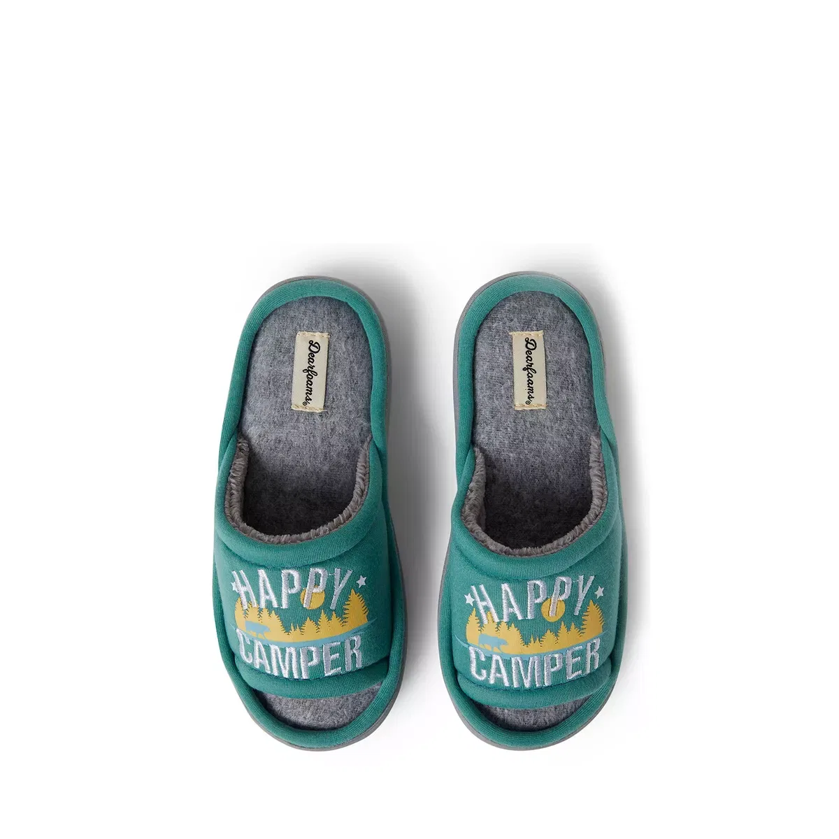 Детские сланцы для девочек с подкладкой из флиса Happy Camper Knit Dearfoams, Green — фото 2