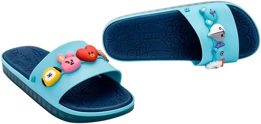 Пляжные шлепанцы Melissa Unisex Beach Slide Next Gen + сандалии на платформе Bt21, синий — фото 4