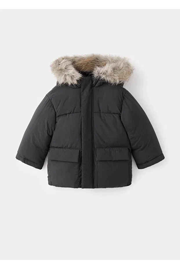 Детская зимняя куртка для девочек стеганая Mango Baby, Black — фото 2