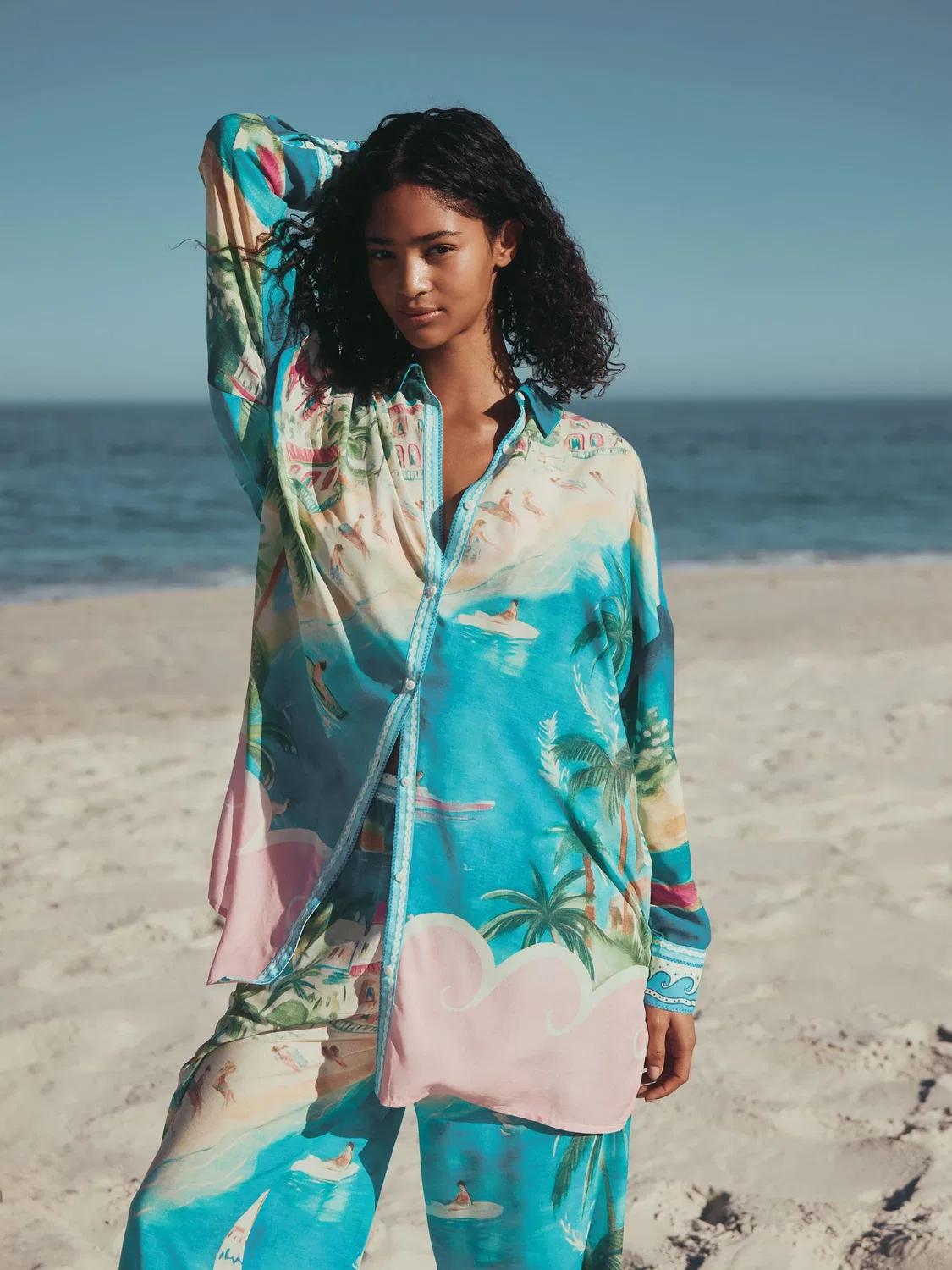 Пляжная рубашка Pink/Blue Beach Shirt Cover-Up Next, розовый/голубой
