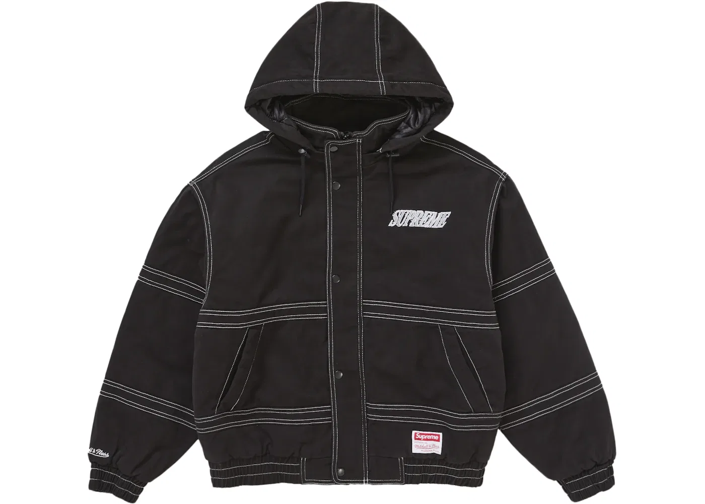 Мужская куртка-стадион с принтом из твила Supreme Mitchell & Ness Jacket, Black
