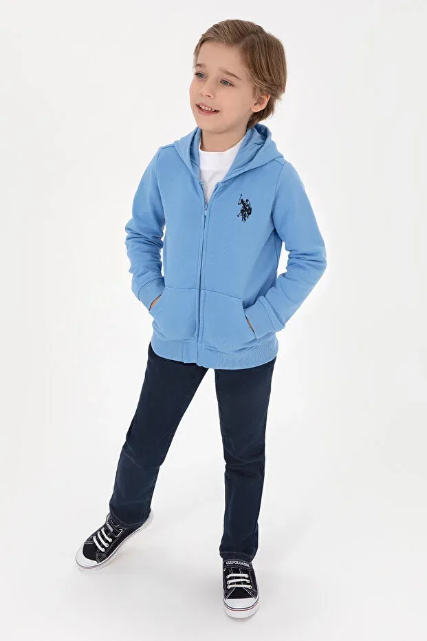 Детский кардиган с капюшоном на молнии U.S. Polo Assn., Light Blue — фото 2