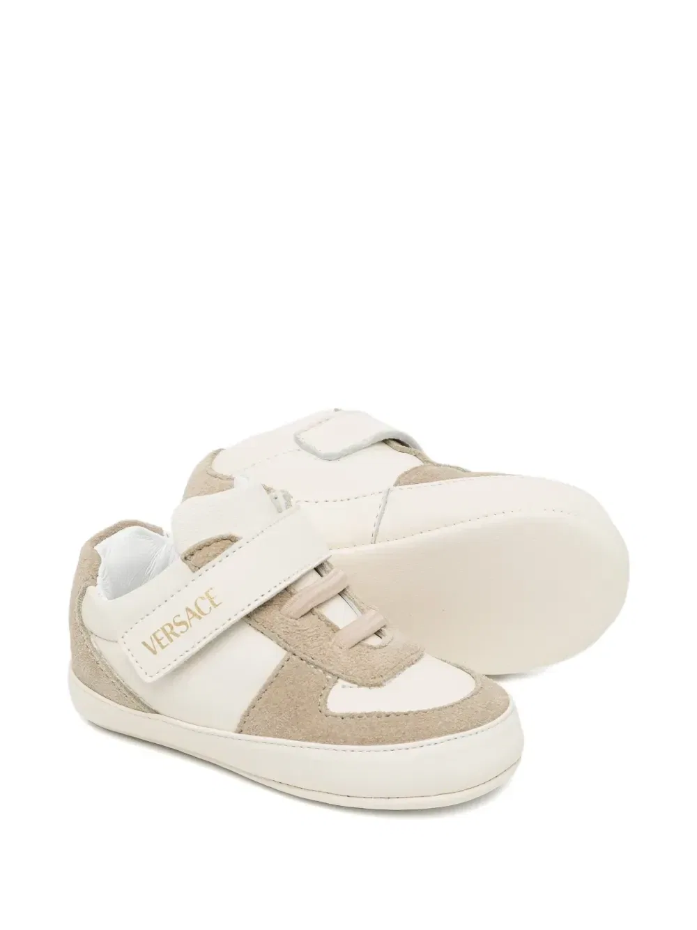 Детские кроссовки на липучках Versace Kids, бежевый — фото 2