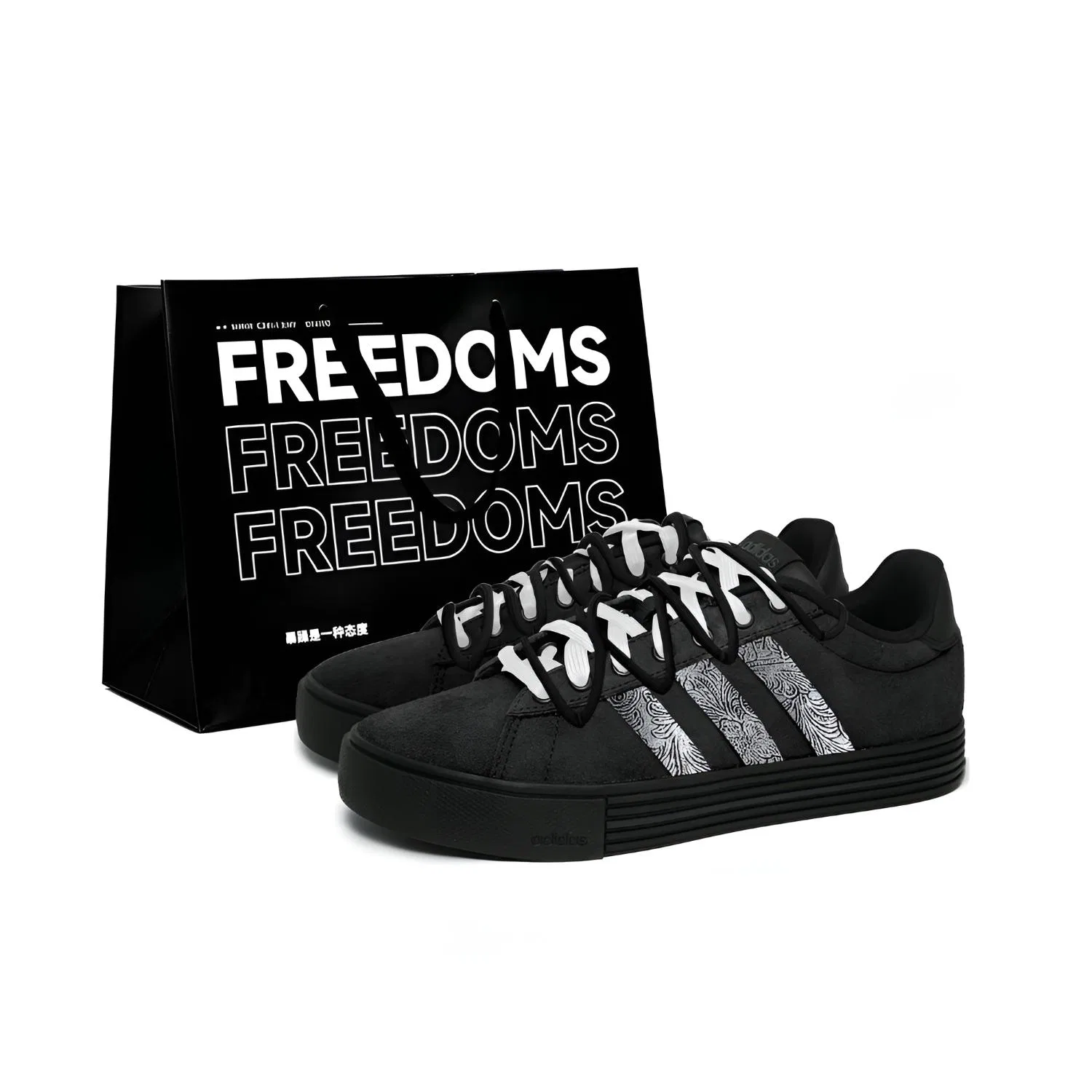 Детские доска-кроссовки Adidas Daily с принтом, Silver, Black White