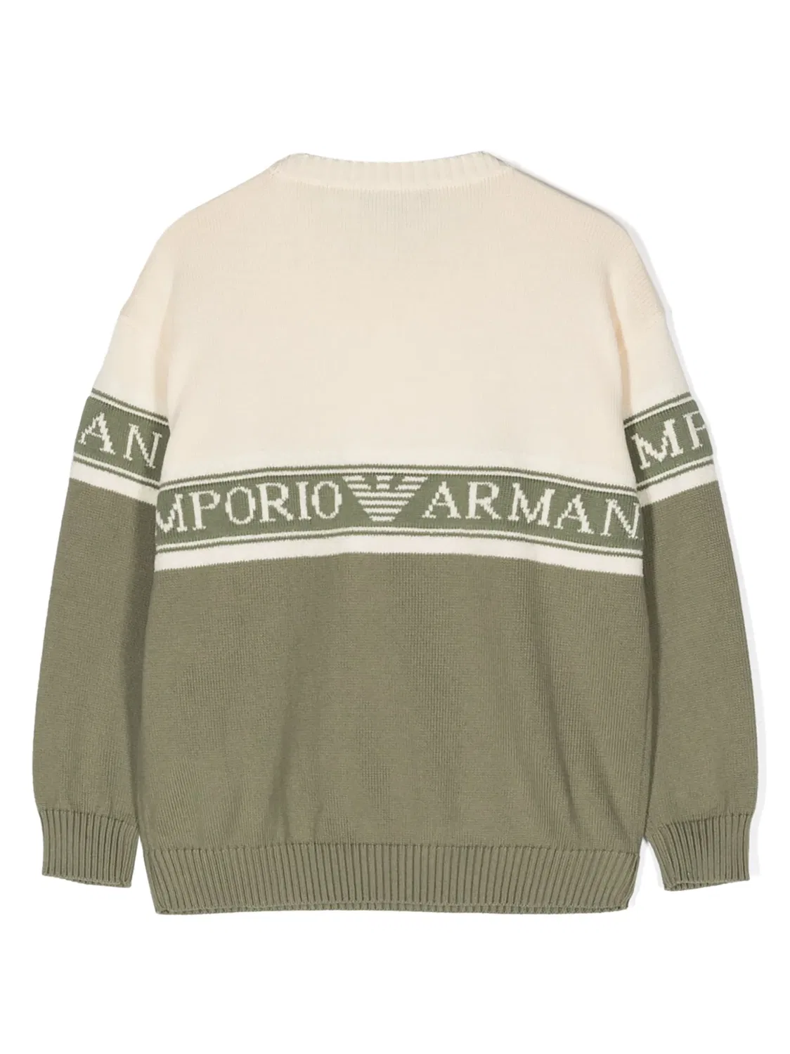 Джемпер с логотипом Intarsia Emporio Armani, зеленый — фото 2