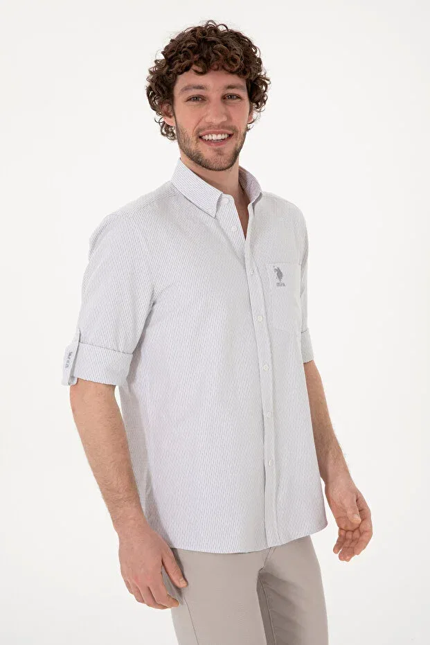 Мужская рубашка с длинным рукавом U.S. Polo Assn., Gray Melange — фото 4
