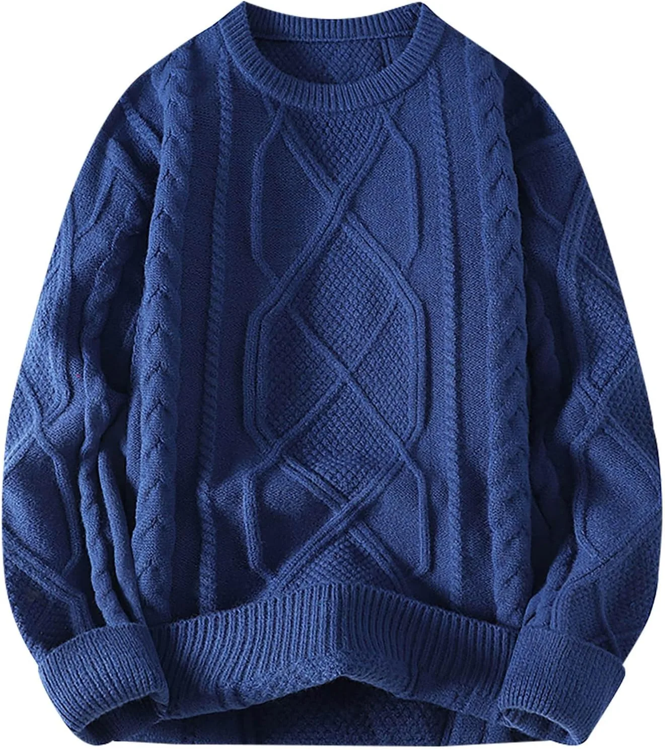 

Мужской свитер с узором косичка, свободный, легкий QUNPIU