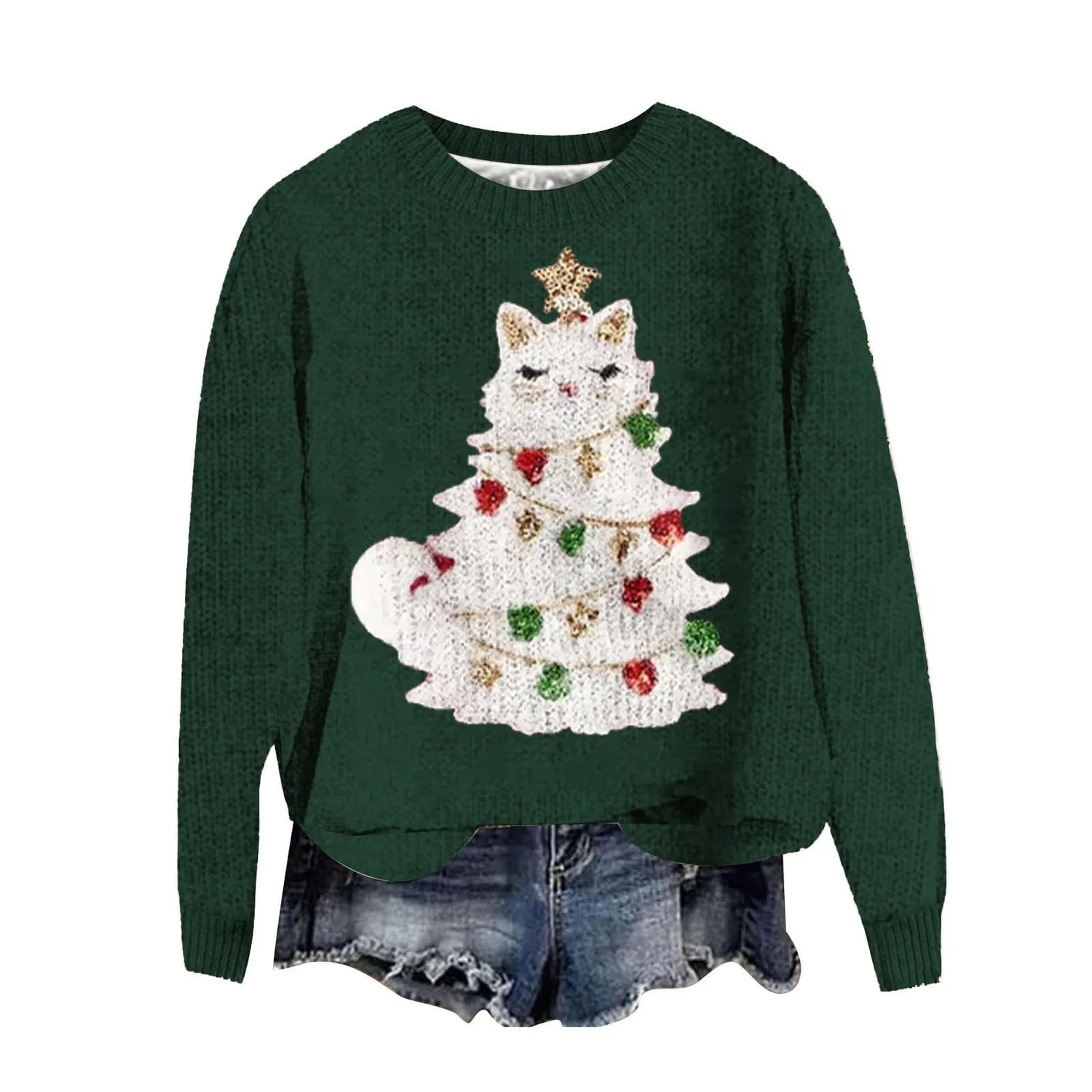 Женский свитшот с принтом Christmas Tree HUIFUAO, Green