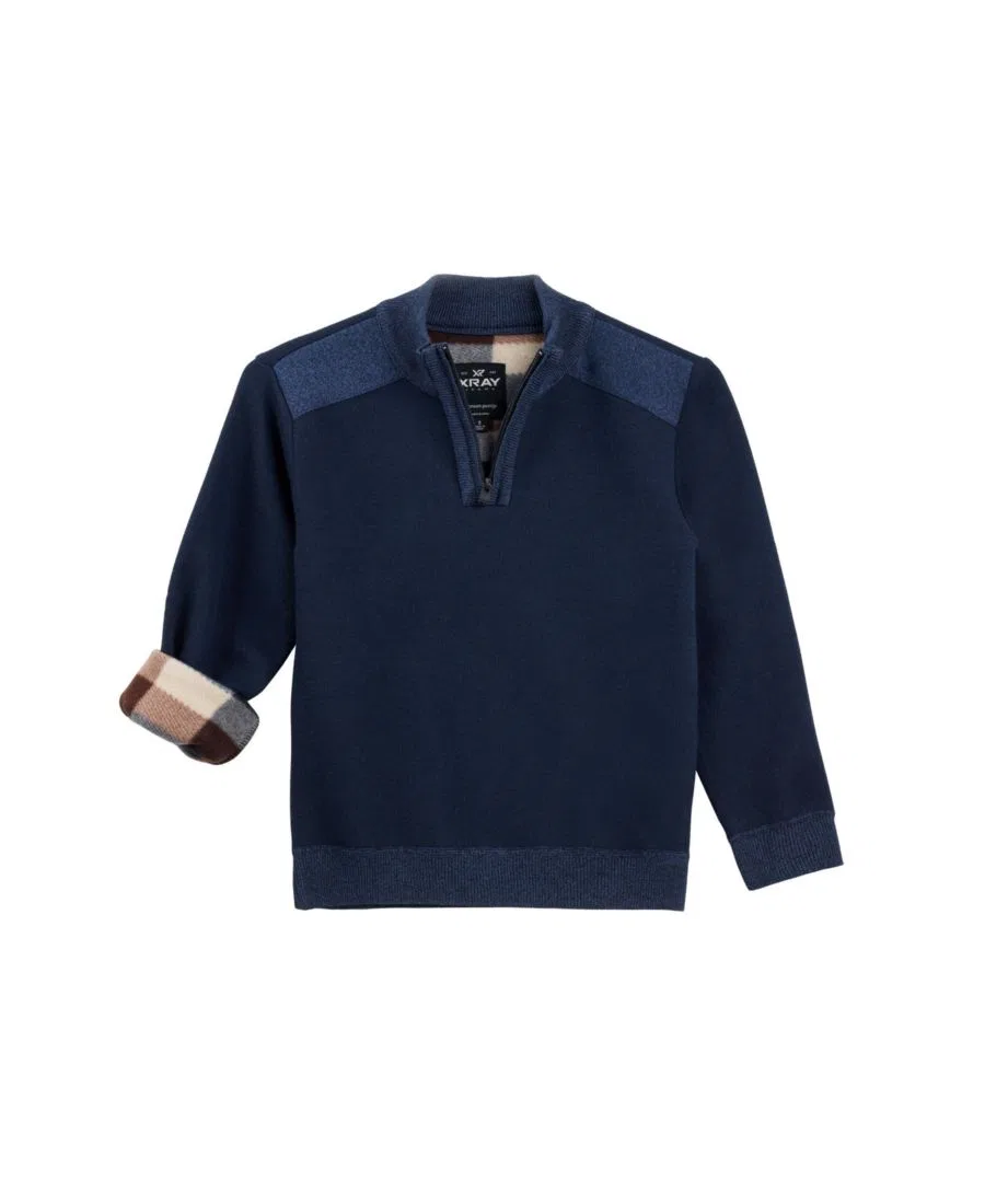 Свитер из флиса с четвертной молнией Boys Quarter Zipper Fleece Flannel Lining Sweater XRAY, Navy/Ink Blue — фото 3