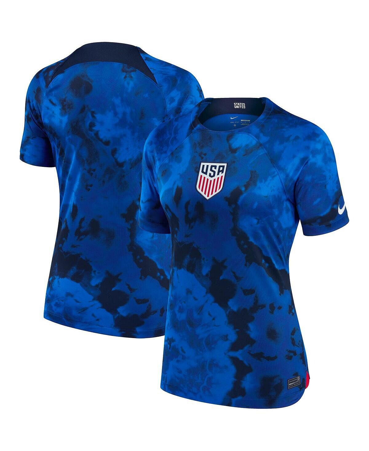 

Женская синяя футболка usmnt 2022/23 away breathe stadium replica blank Nike, синий