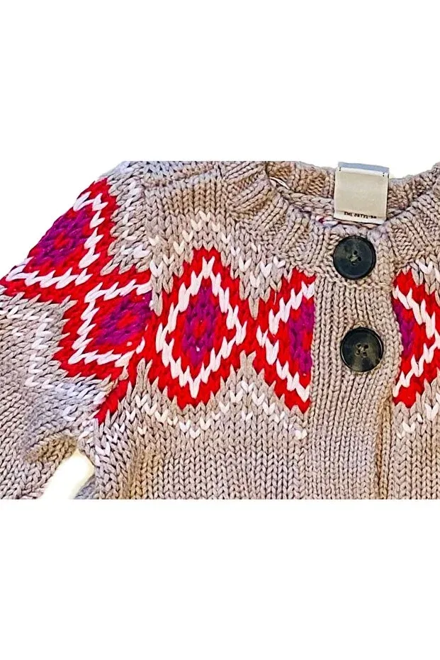 Детский кардиган из хлопкового трикотажа Cable Knit Yorni, Brown — фото 2