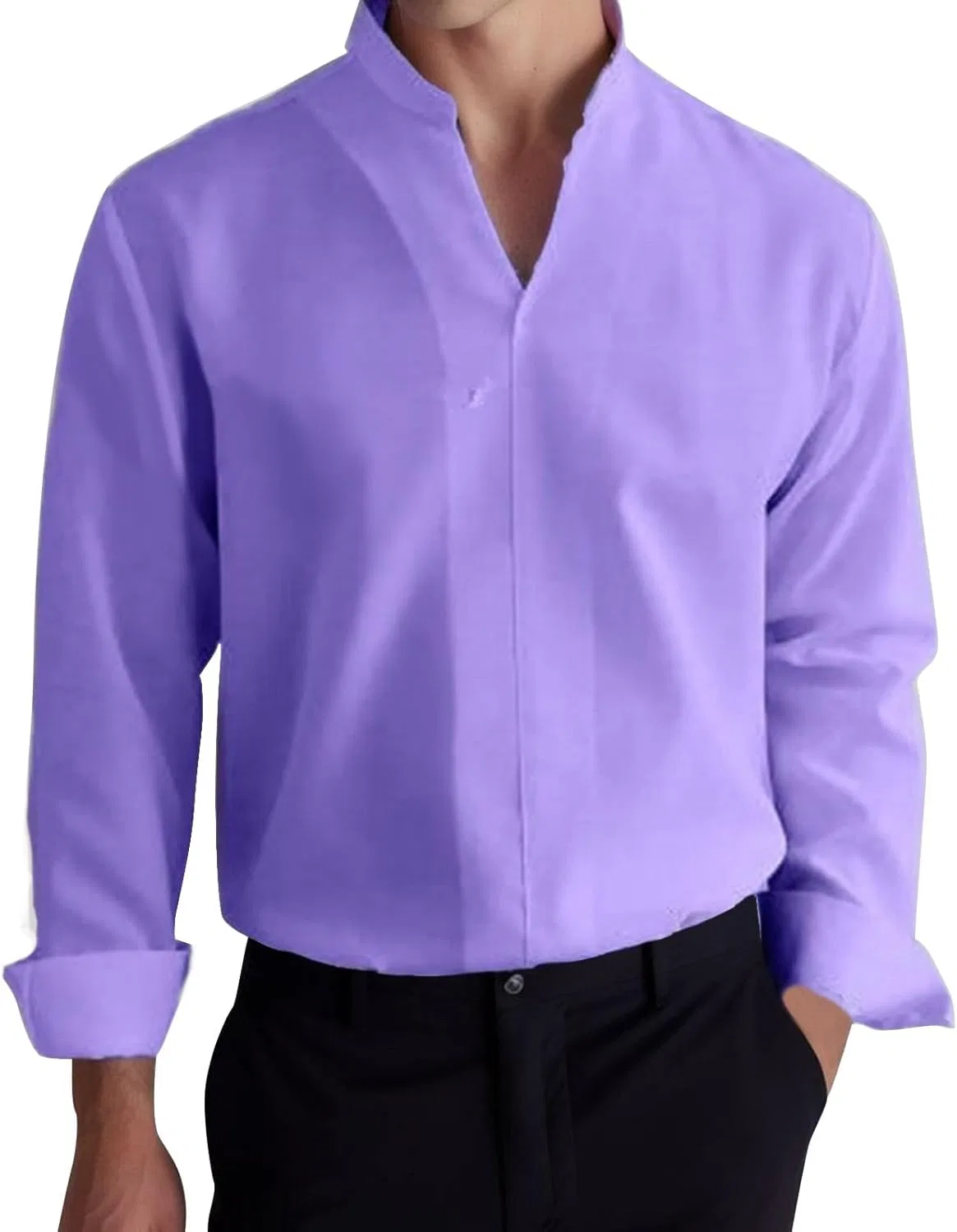 Мужская повседневная рубашка с воротником-стойкой Slim Fit, Purple