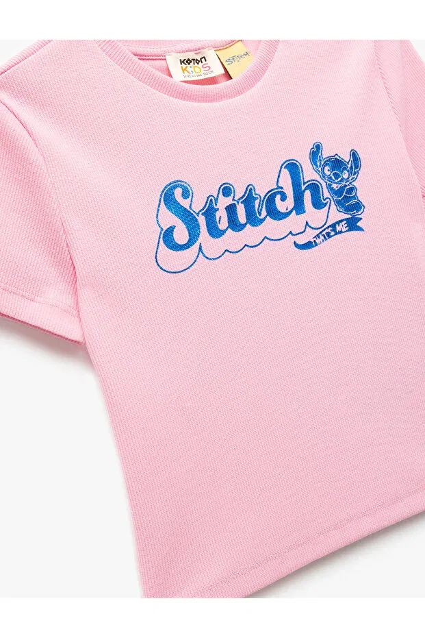 Детская футболка для девочек с принтом Stitch Koton, Rose — фото 3