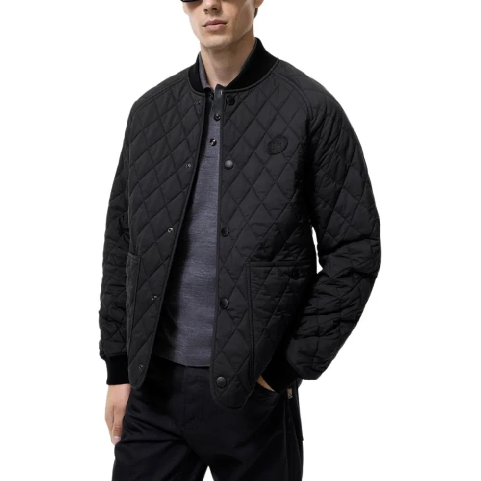 Мужское пальто-пуховик с бейсбольным воротником Black Burberry, Black — фото 3
