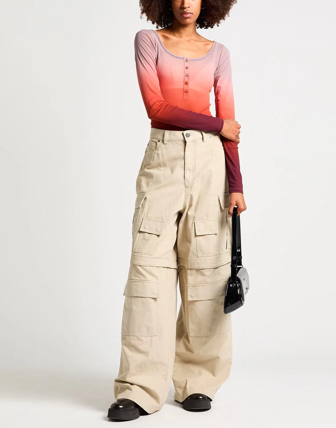 Женская футболка-поло с длинным рукавом Acne Studios, красно-оранжевый — фото 2