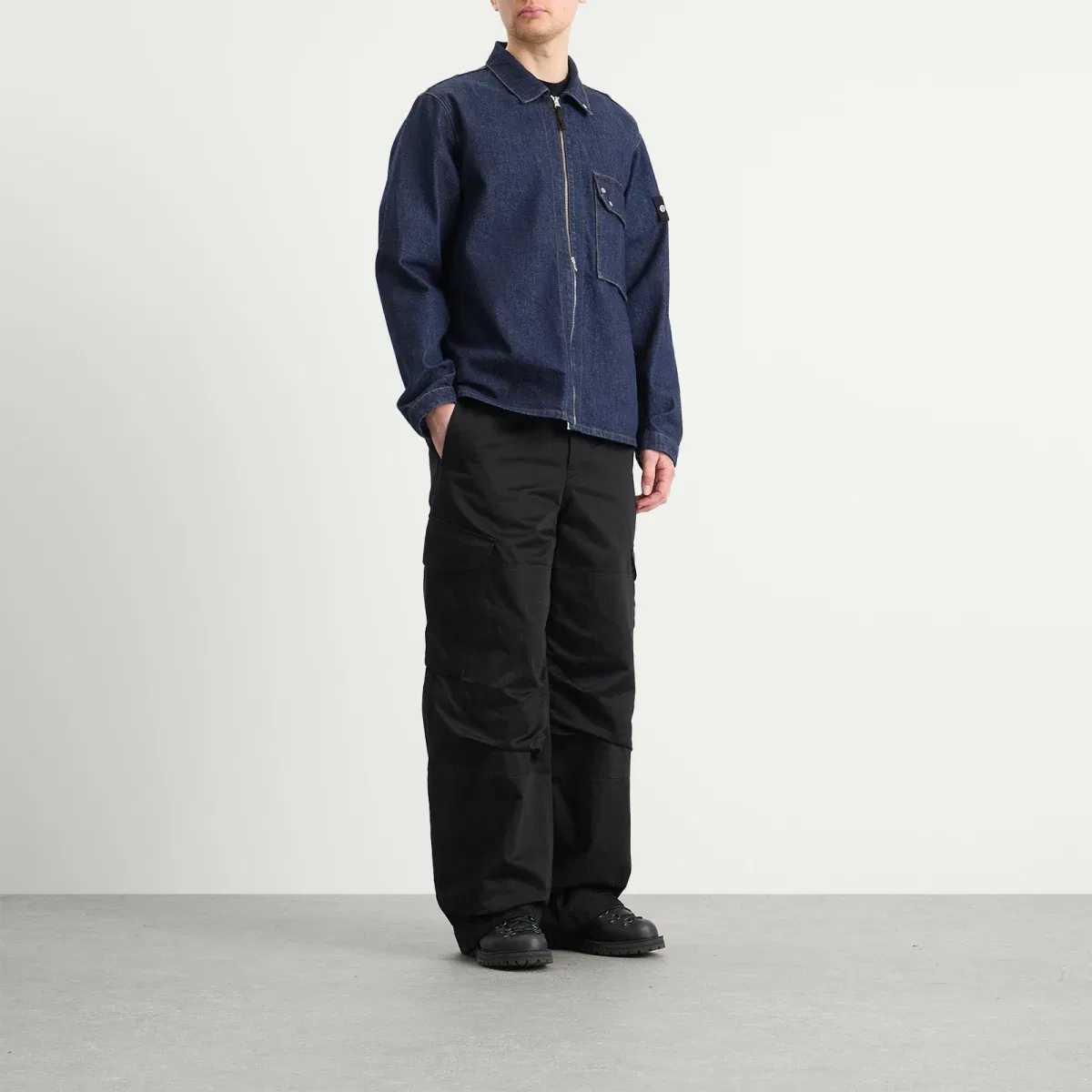 Джинсовая куртка-рубашка Denim Research Indigo Denim Zip Shirt Jacket Stone Island, Blue Rinse — фото 4