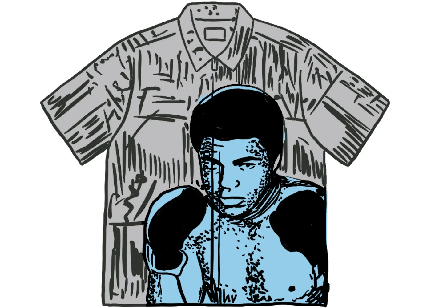 Мужская футболка с коротким рукавом на молнии Supreme Muhammad Ali Zip Up S/S Shirt, Black