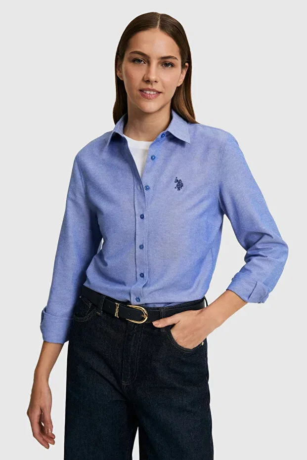 Женская рубашка с длинным рукавом Basics U.S. Polo Assn., Sax