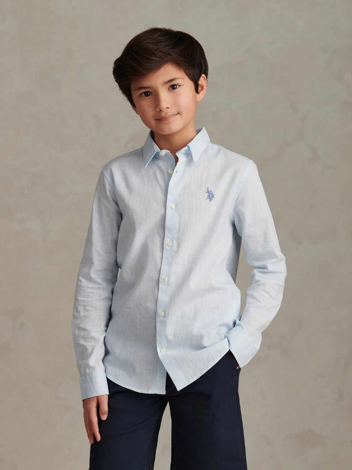 Рубашка из льняной смеси U.S. Polo Assn, синий