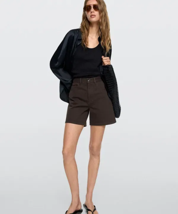 Джинсовые шорты, мид-райз, Massimo Dutti, деним — фото 2