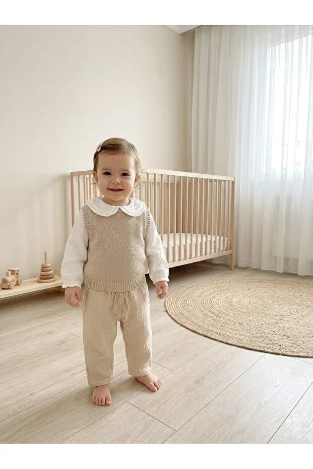 Детские брюки для девочек хлопковые Libba Atelier, Beige