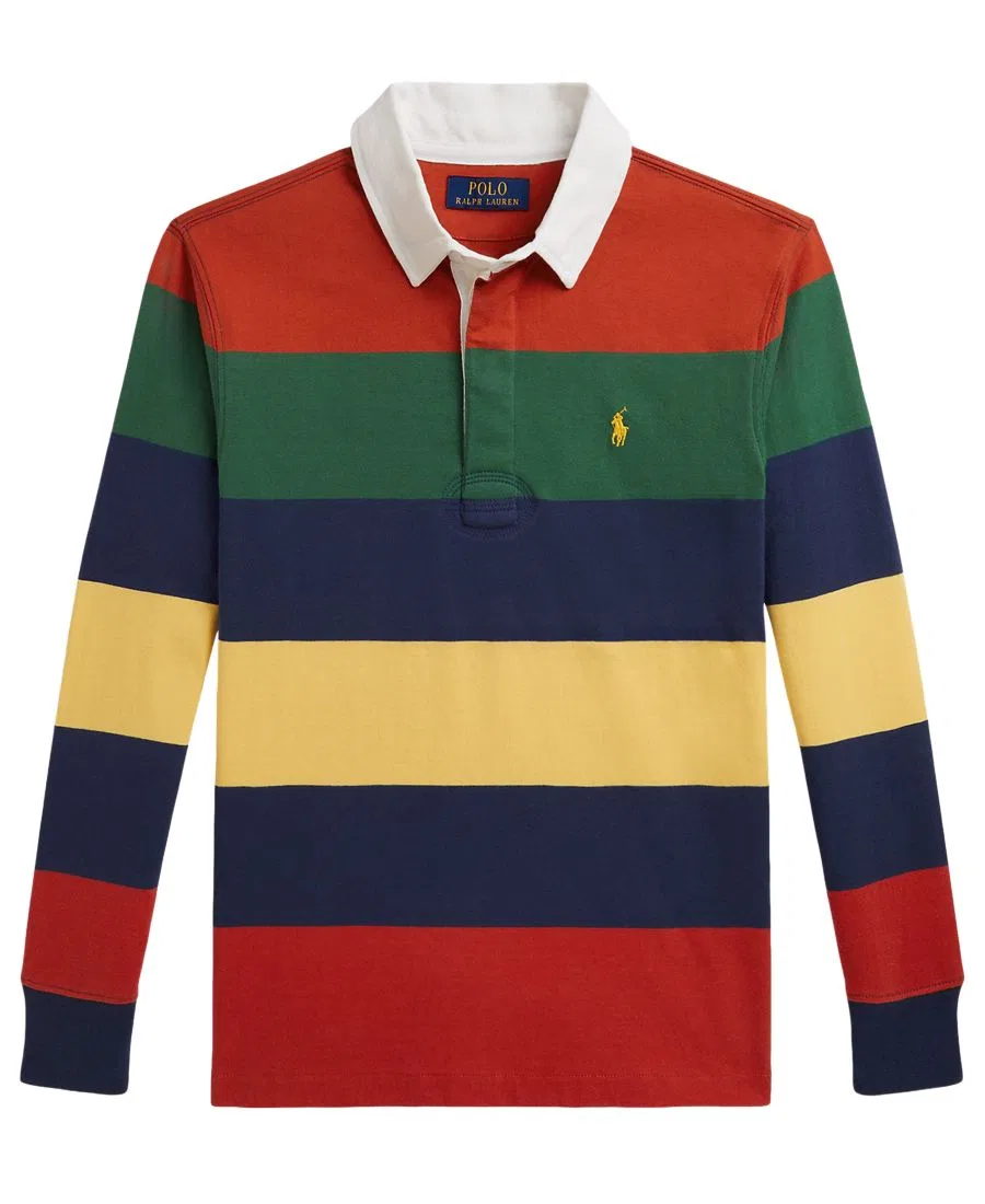 Рубашка-регби в полоску с длинным рукавом Polo Ralph Lauren, Post Red Multi